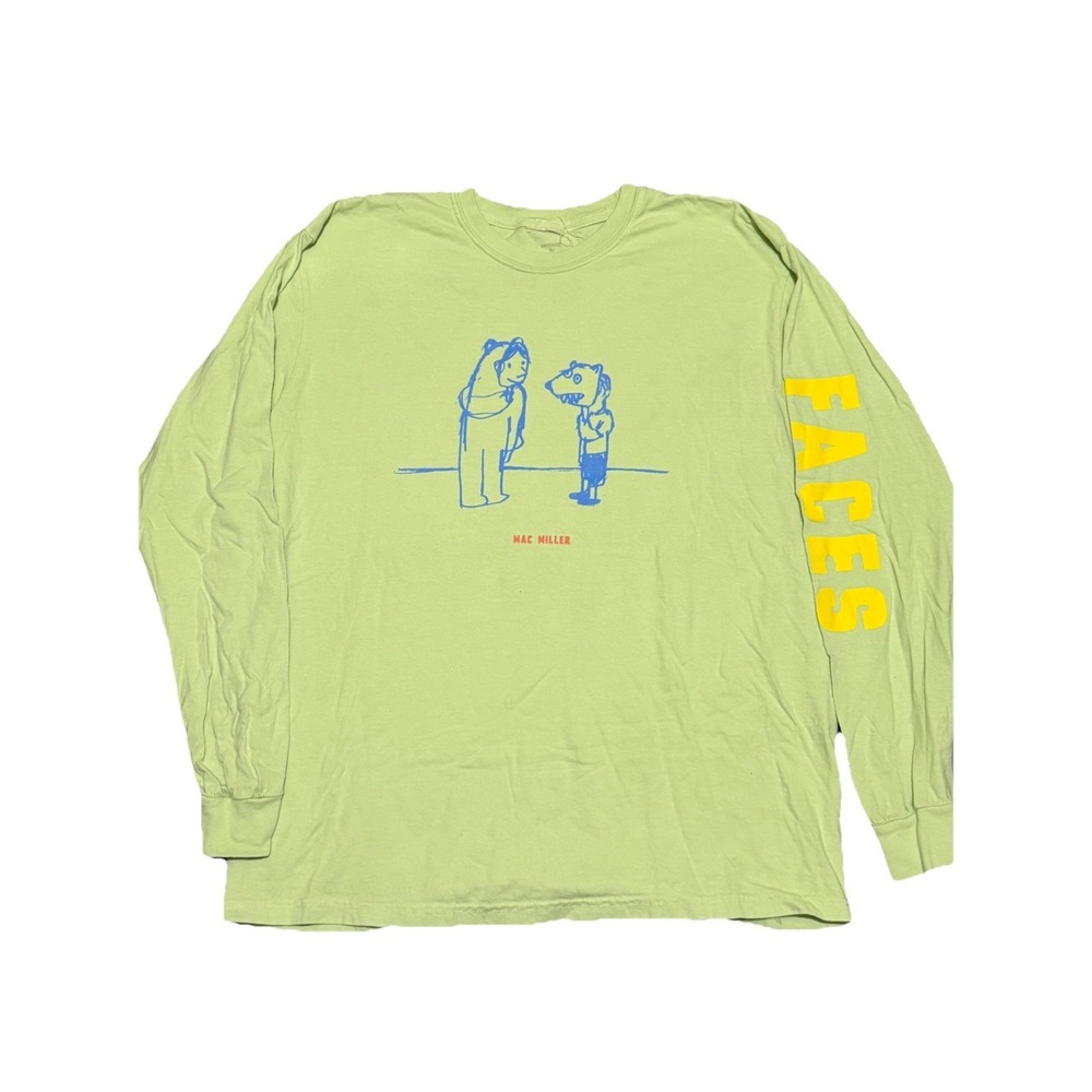 Mac Miller FACES (BOY AND BEAR) LONG SLEEVE TEE SIZE LARGE GREEN